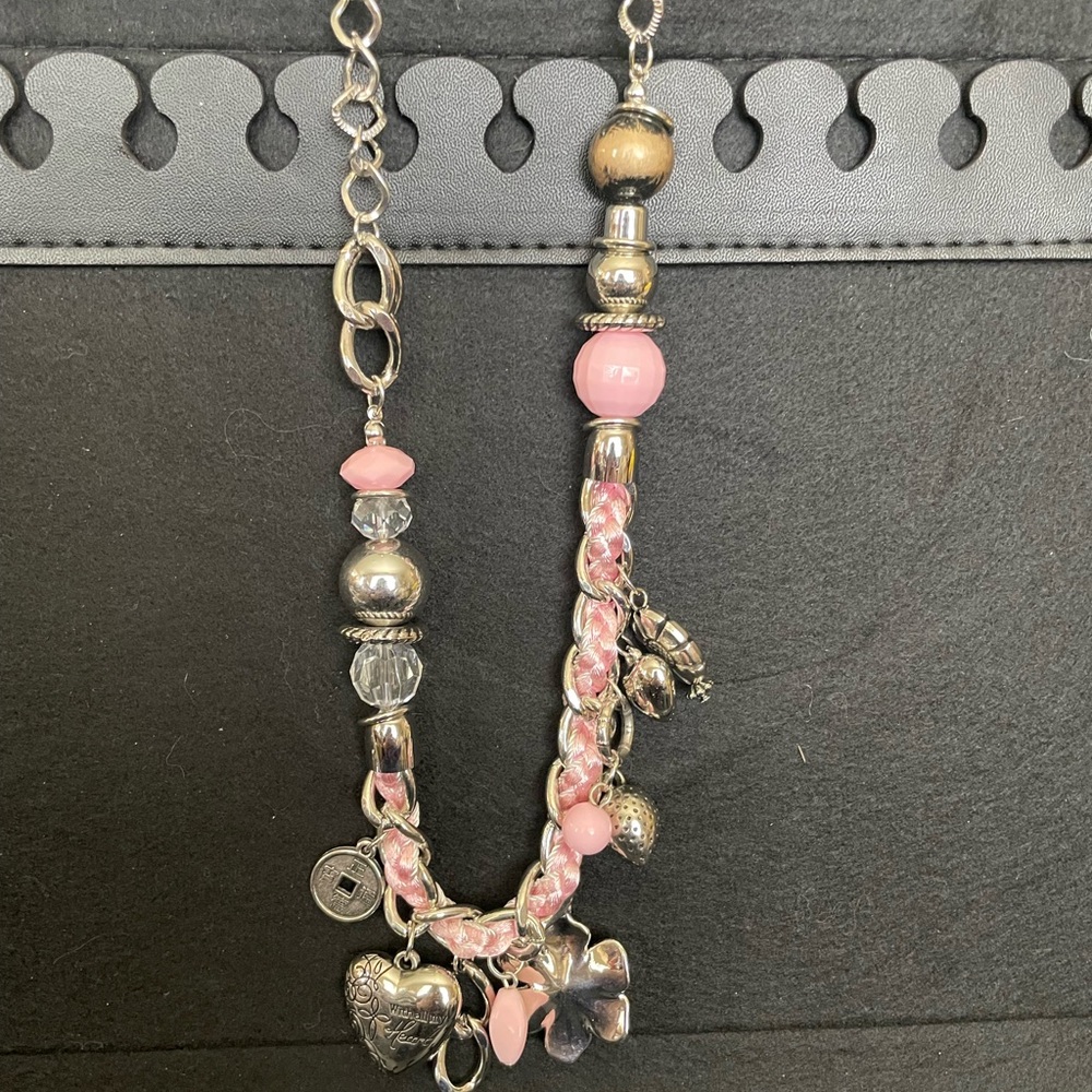 Awesome NWT Pink and Silver Charm Necklace